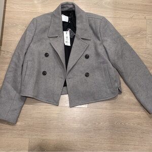 Dynamite Charcoal Crop Top Pea Coat